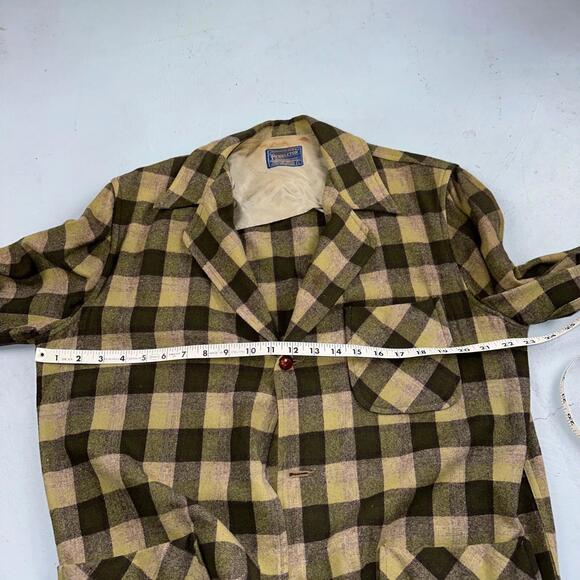 Pendleton 49er Blazer Mens L Yellow Green Wool Plaid Jacket Vintage 60s 1960s - Picture 6 of 11